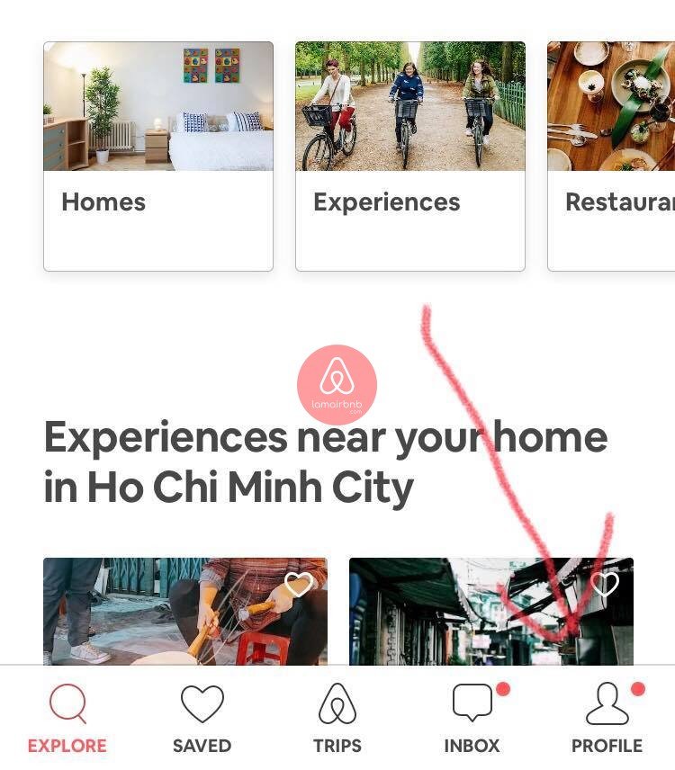 Giao diện Airbnb trên Mobile